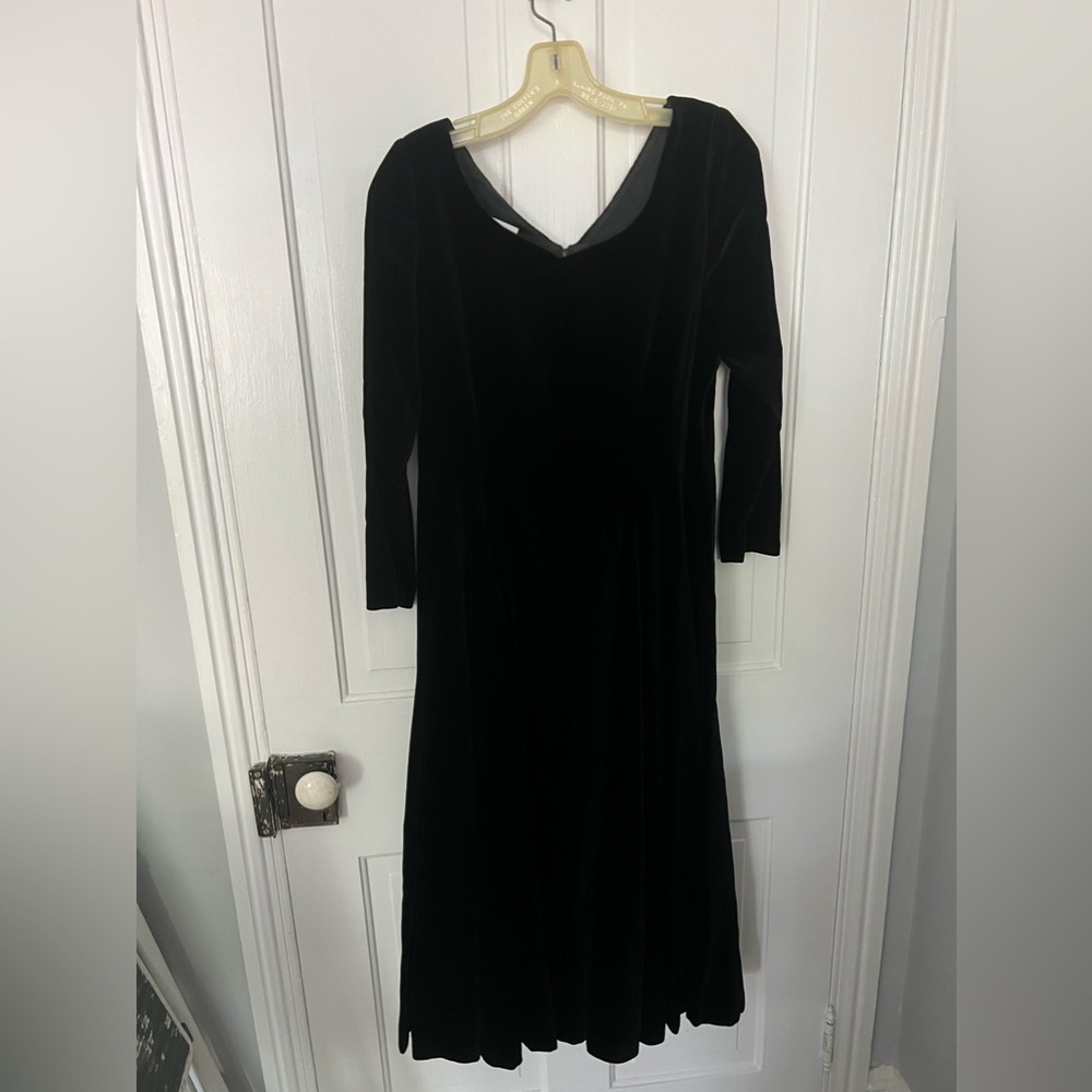 1990's Vintage Laura Ashley Black Velvet Maxi Dress